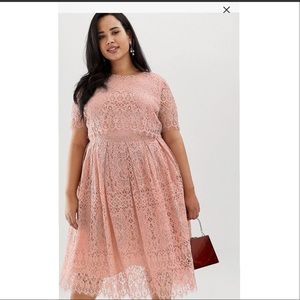 ASOS Curve Lace Short Sleeve Midi Dress